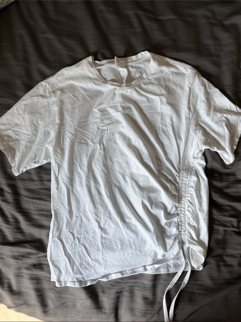 lululemon athletica White Short Sleeve Tee with Side Ruched Tie